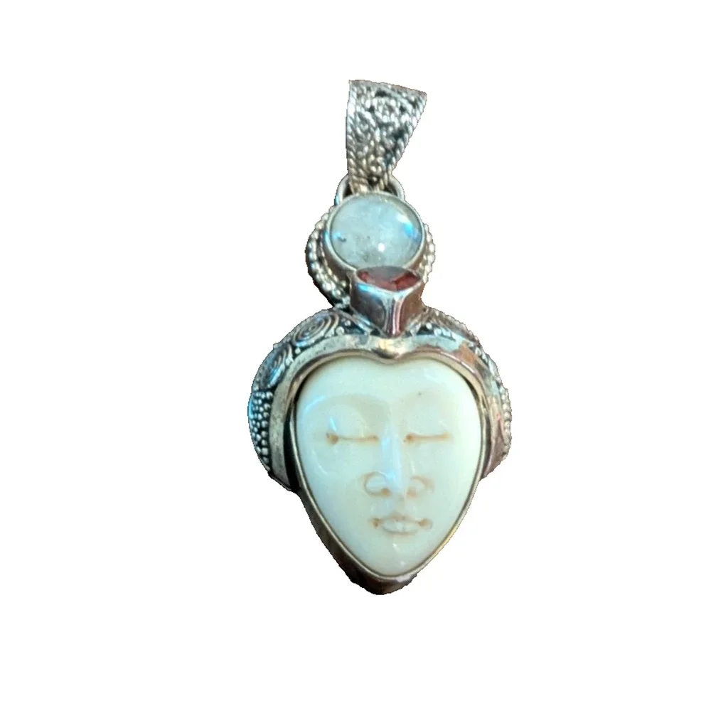 Sterling Silver 925 Goddess Garnet Pendant 2